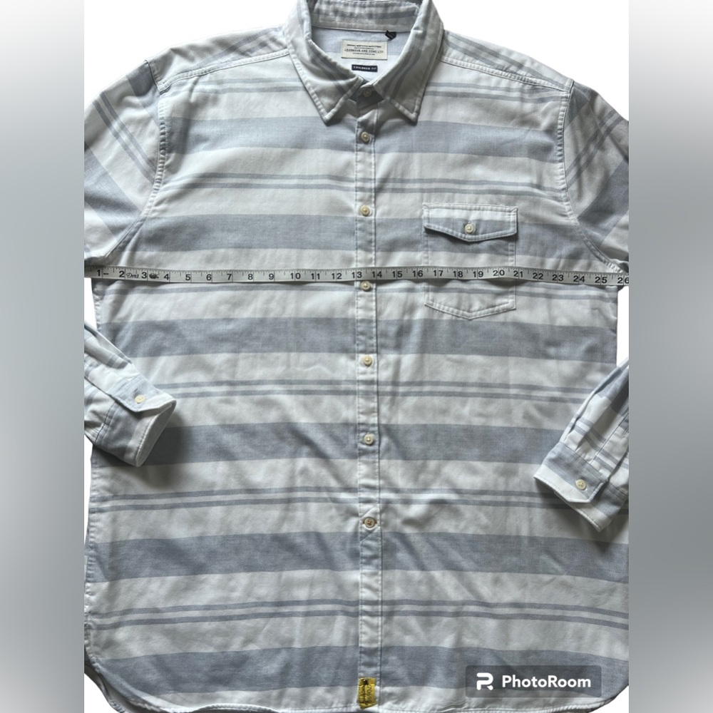 BARBOUR and Sons Tailored Fit cotton blue white striped button-up shirt XL - Picture 6 of 14
